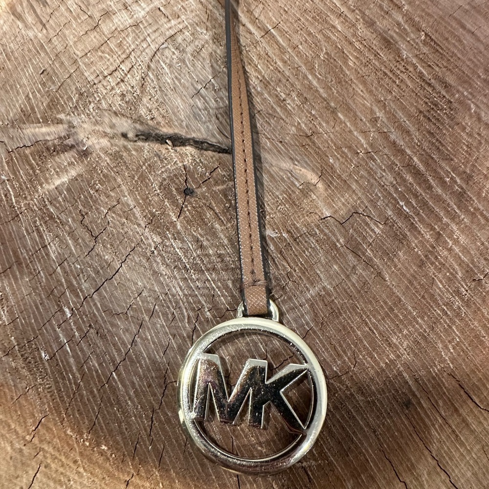Michael Kors Gold Logo Bag charm with Brown Strap - Picture 4 of 4